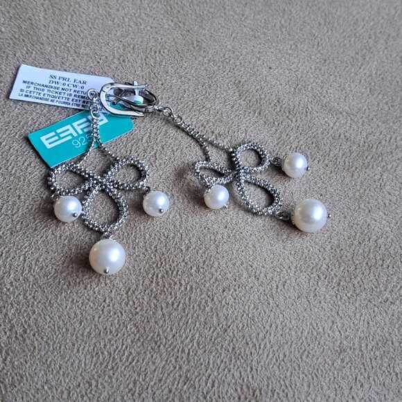 NWT EFFY Sterling silver and pearls earrings - Picture 1 of 7